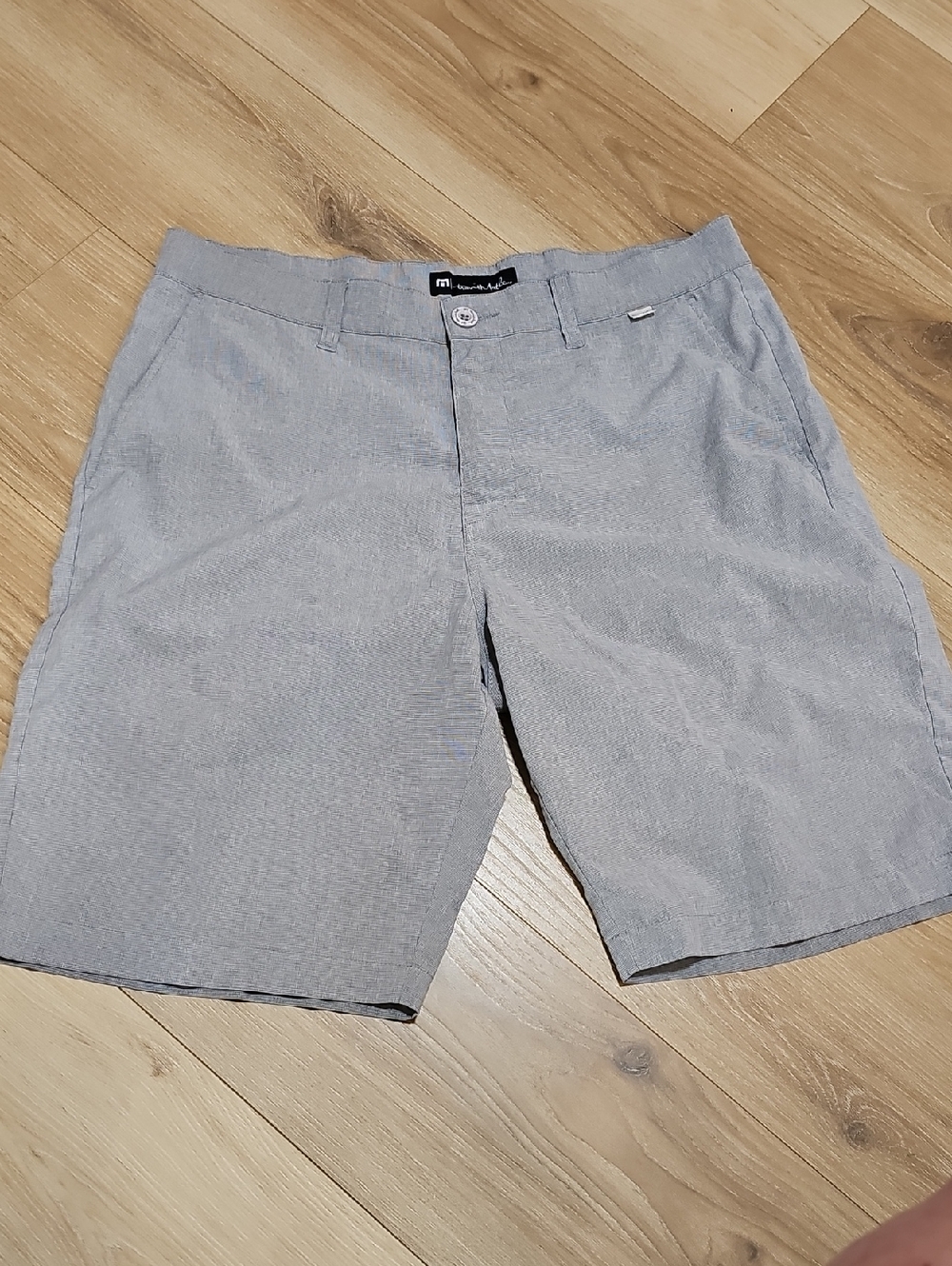 Travis Mathew Beck Lines Golf Gray Flat Front Stretch Athletic Shorts Men's 34